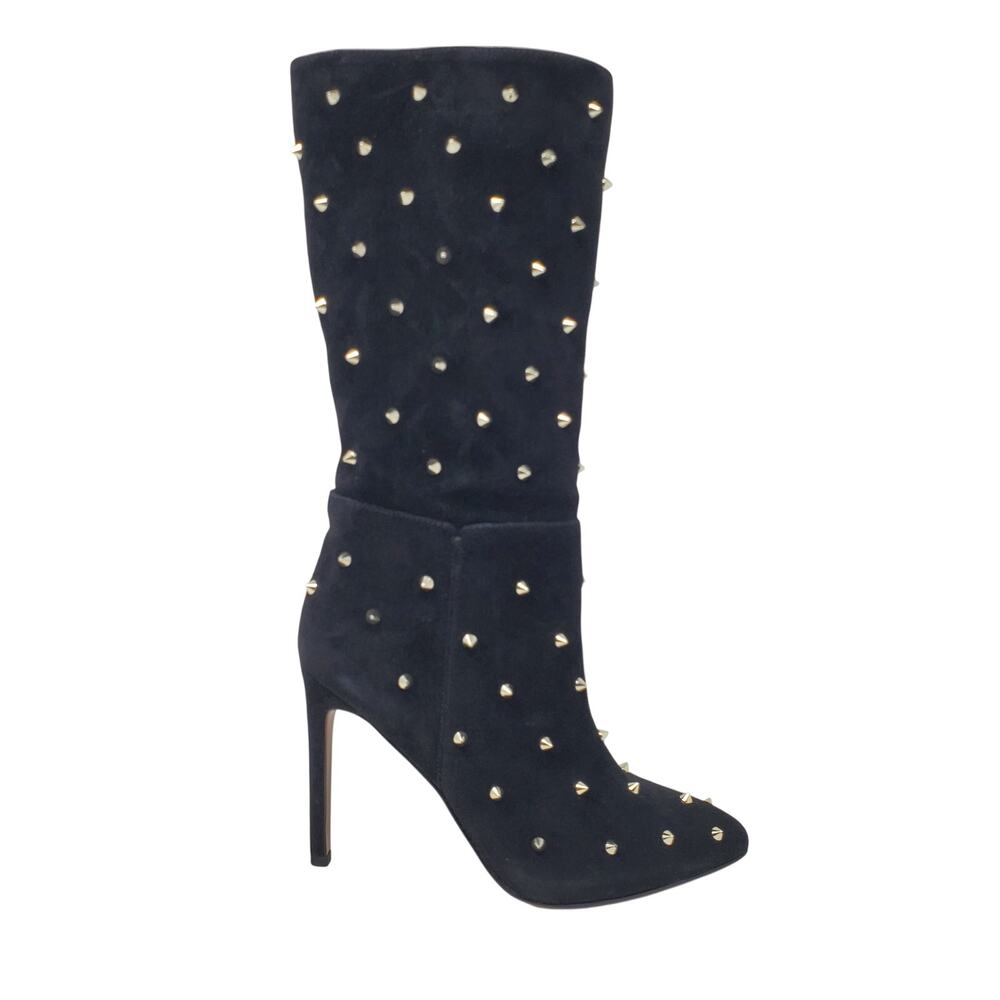 Sam Edelman Waylyn Studded Tall Leather Suede High Heel Boots Black Size US 6M